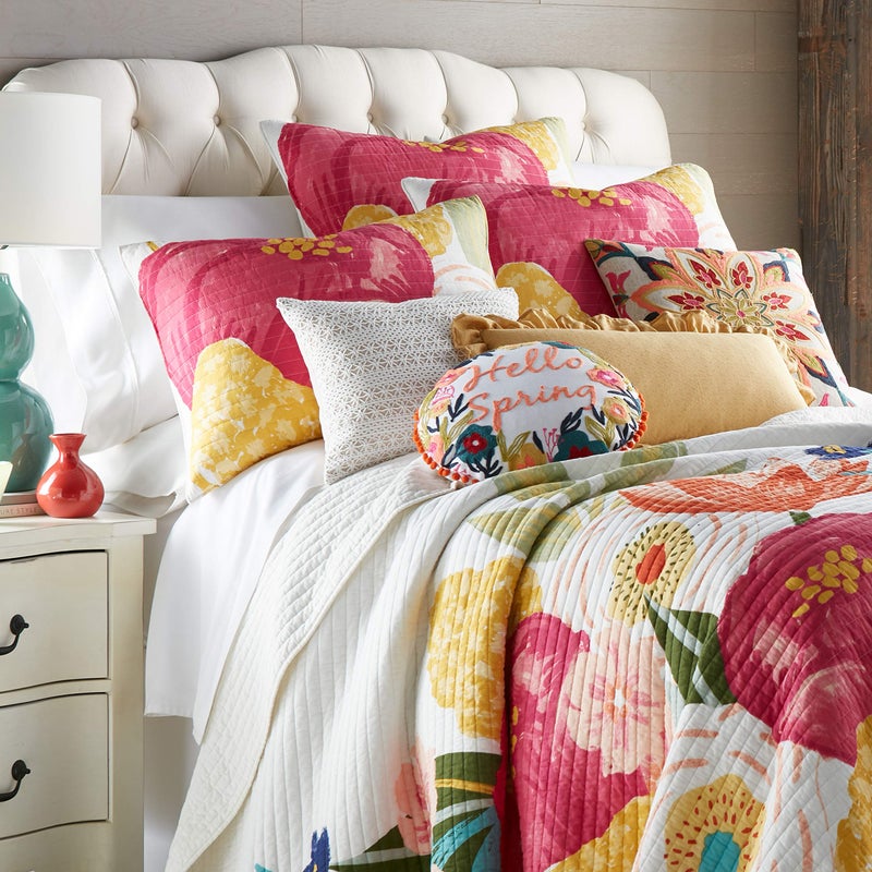 Levtex Home - Grandiflora Quilt Set - King/Cal King Quilt + Two King Pillow Shams - Multicolor Bold Contemporary Floral - Quilt Size (106x92in.) and Two Pillow Sham Size (36x20in.) - Cotton - Image 2